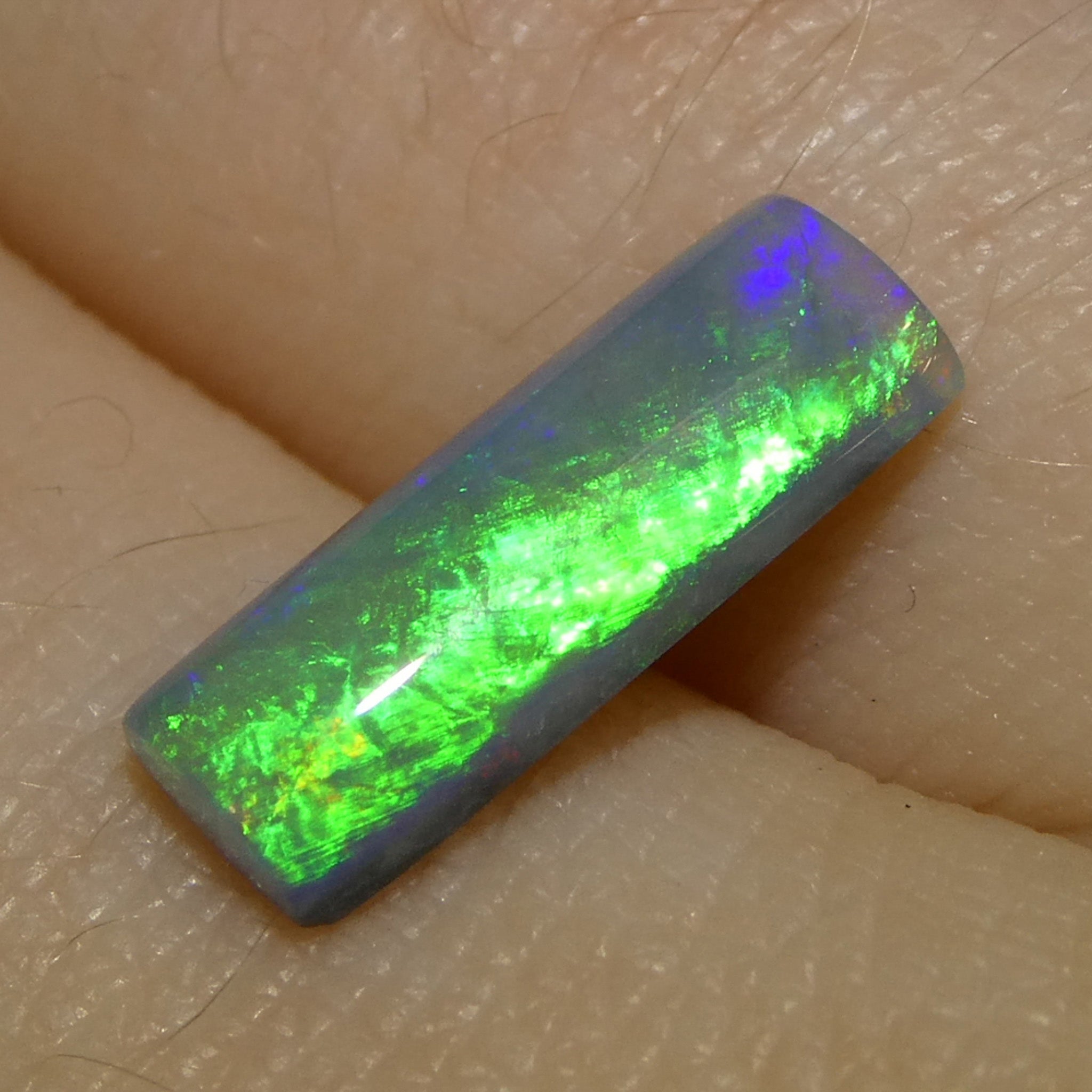 1.21ct Rectangular Cabochon Gray Opal from Australia - Skyjems Wholesale Gemstones