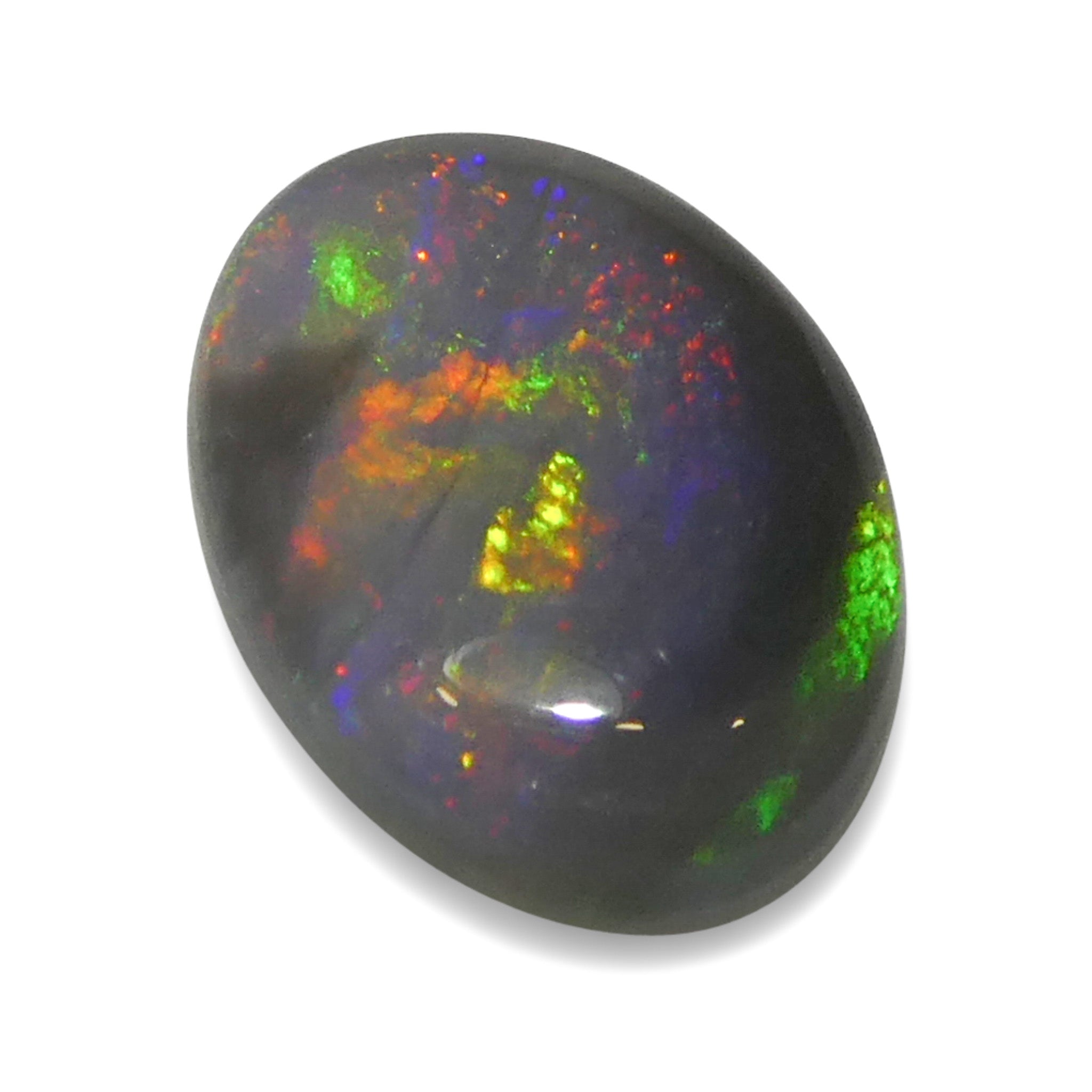0.63ct Gray Oval Cabochon Opal with Play of Color from Australia, premium gemstone by SkyJems Canadian gem specialists