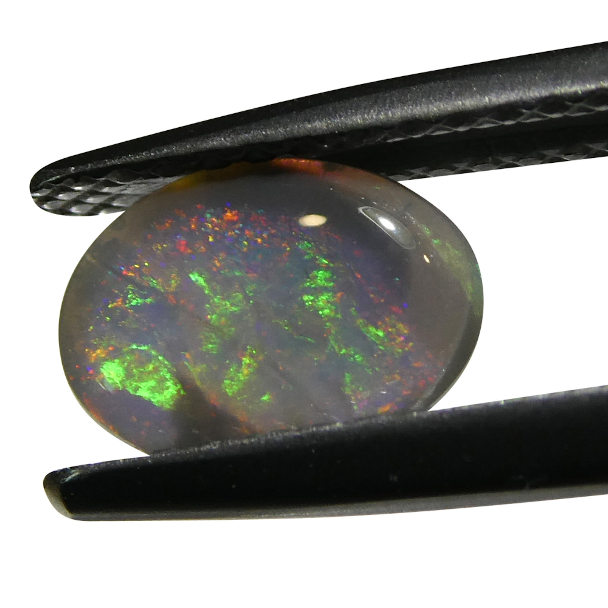 0.63ct Gray Oval Cabochon Opal with Play of Color from Australia, premium gemstone by SkyJems Canadian gem specialists