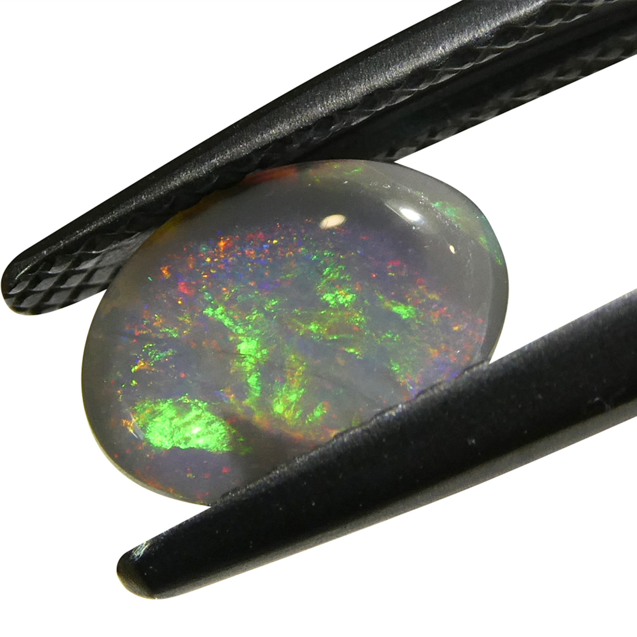 0.63ct Gray Oval Cabochon Opal from Australia with Play of Color, premium gemstone by SkyJems Canadian gem experts