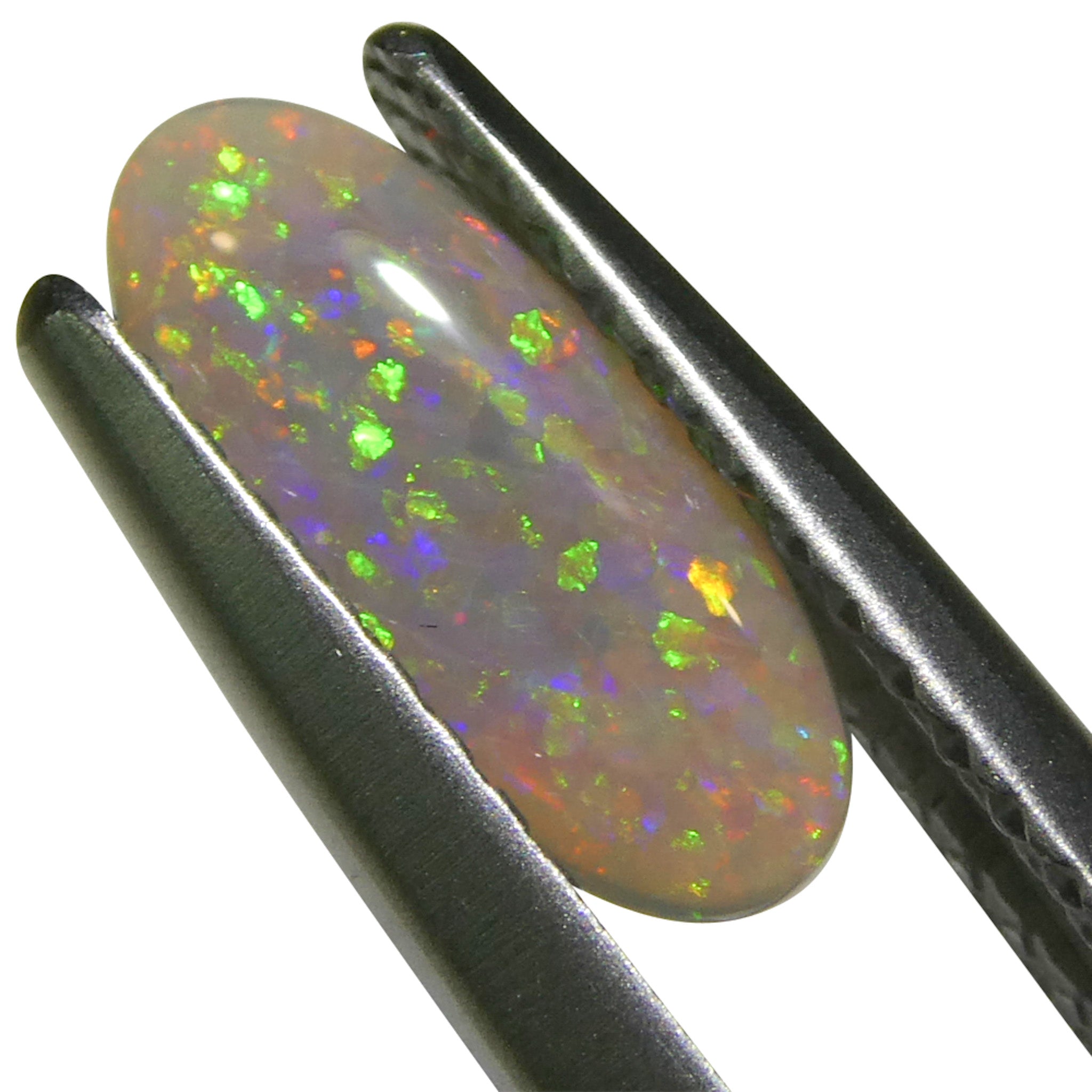 0.62ct White Opal Cabochon with Play of Color from Australia, premium gemstone by SkyJems Canadian gem specialists