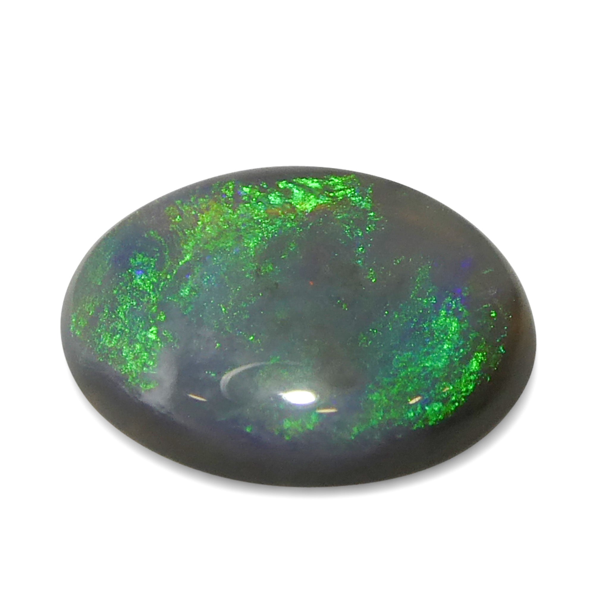 0.58ct Gray Oval Cabochon Opal from Australia with Play of Color, premium gemstone by SkyJems Canadian gem experts