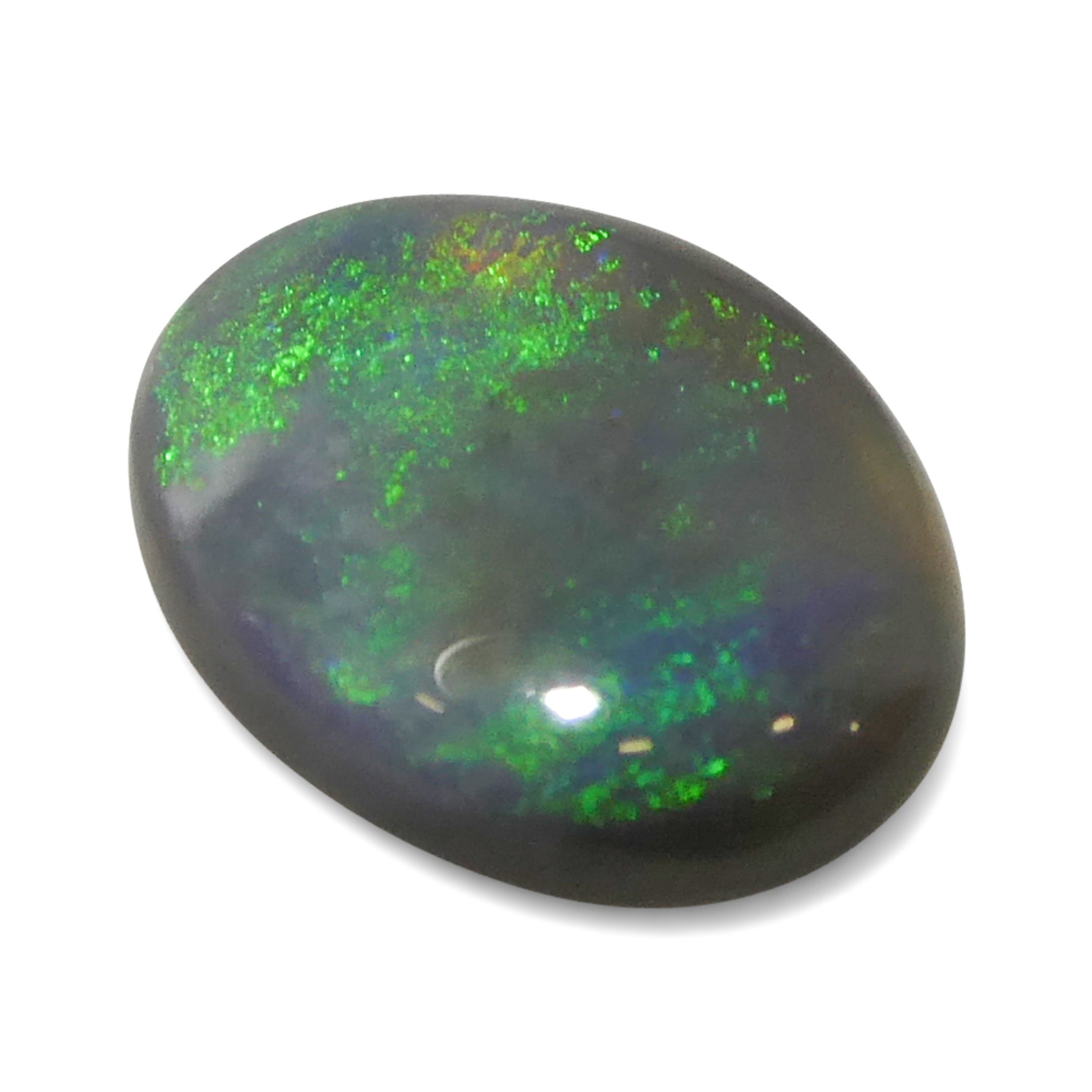 0.58ct Gray Oval Cabochon Opal from Australia with Play of Color, premium gemstone by SkyJems Canadian gem experts