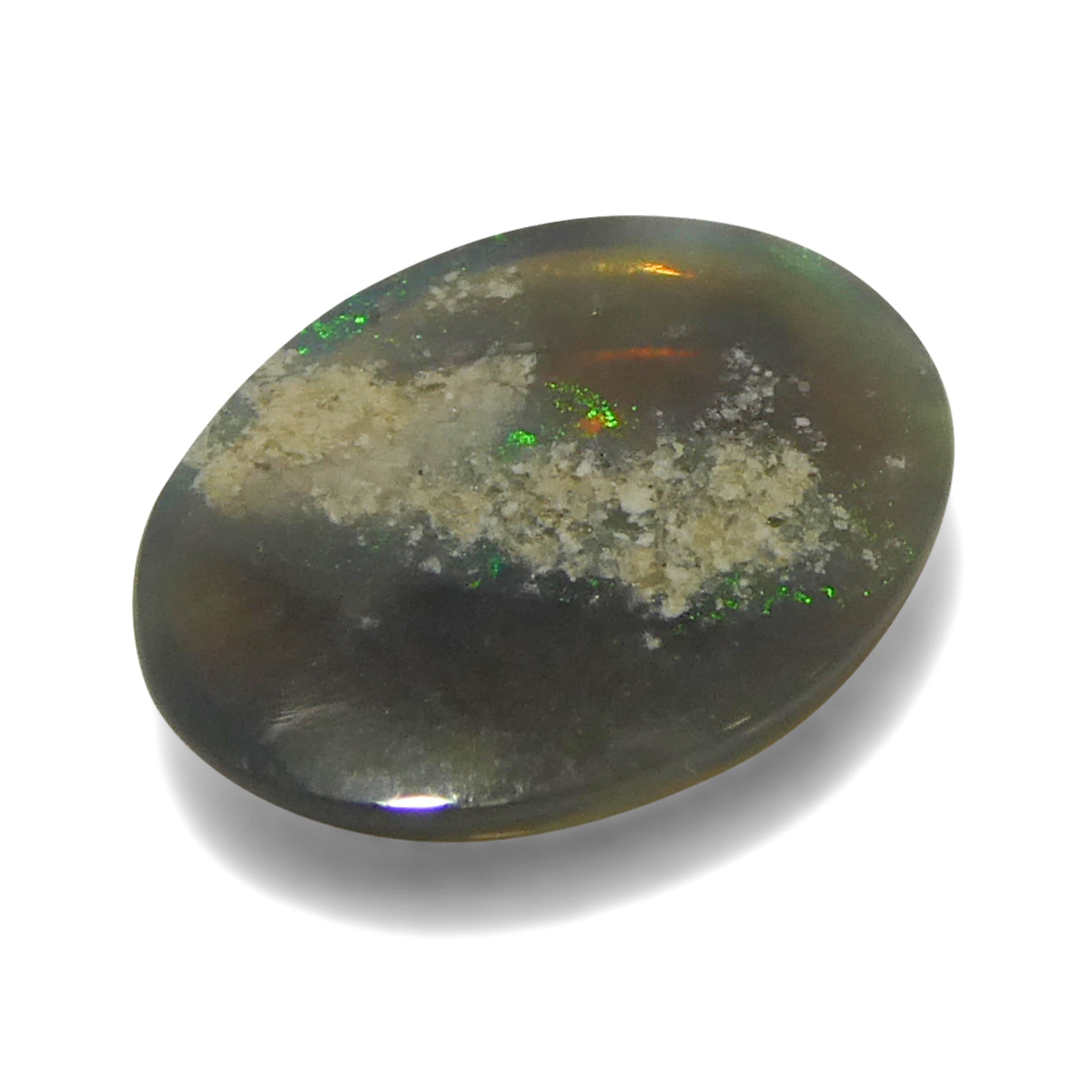 0.58ct Gray Oval Cabochon Opal from Australia with Play of Color, premium gemstone by SkyJems Canadian gem specialists