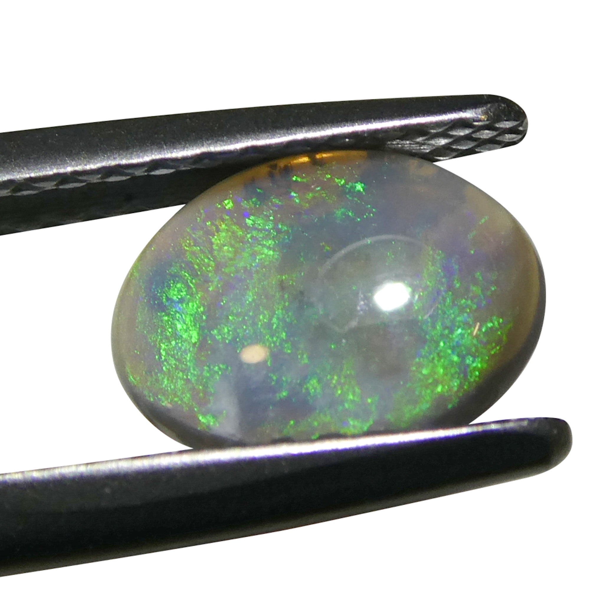 0.58ct Gray Oval Cabochon Opal from Australia with Play of Color, premium gemstone by SkyJems Canadian gem specialists
