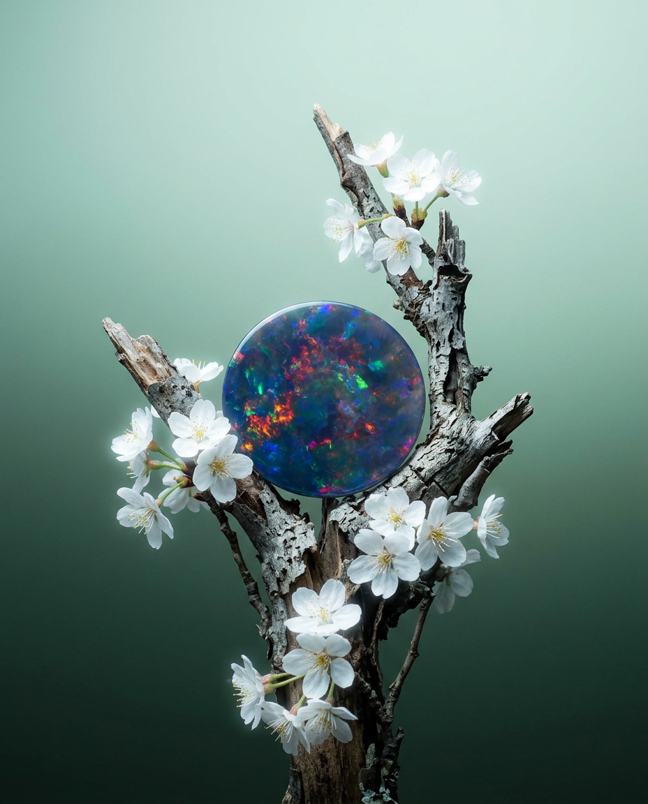 2.8ct Grey Australian Opal Cabochon with Play of Colour from SkyJems Rare Gemstones Collection