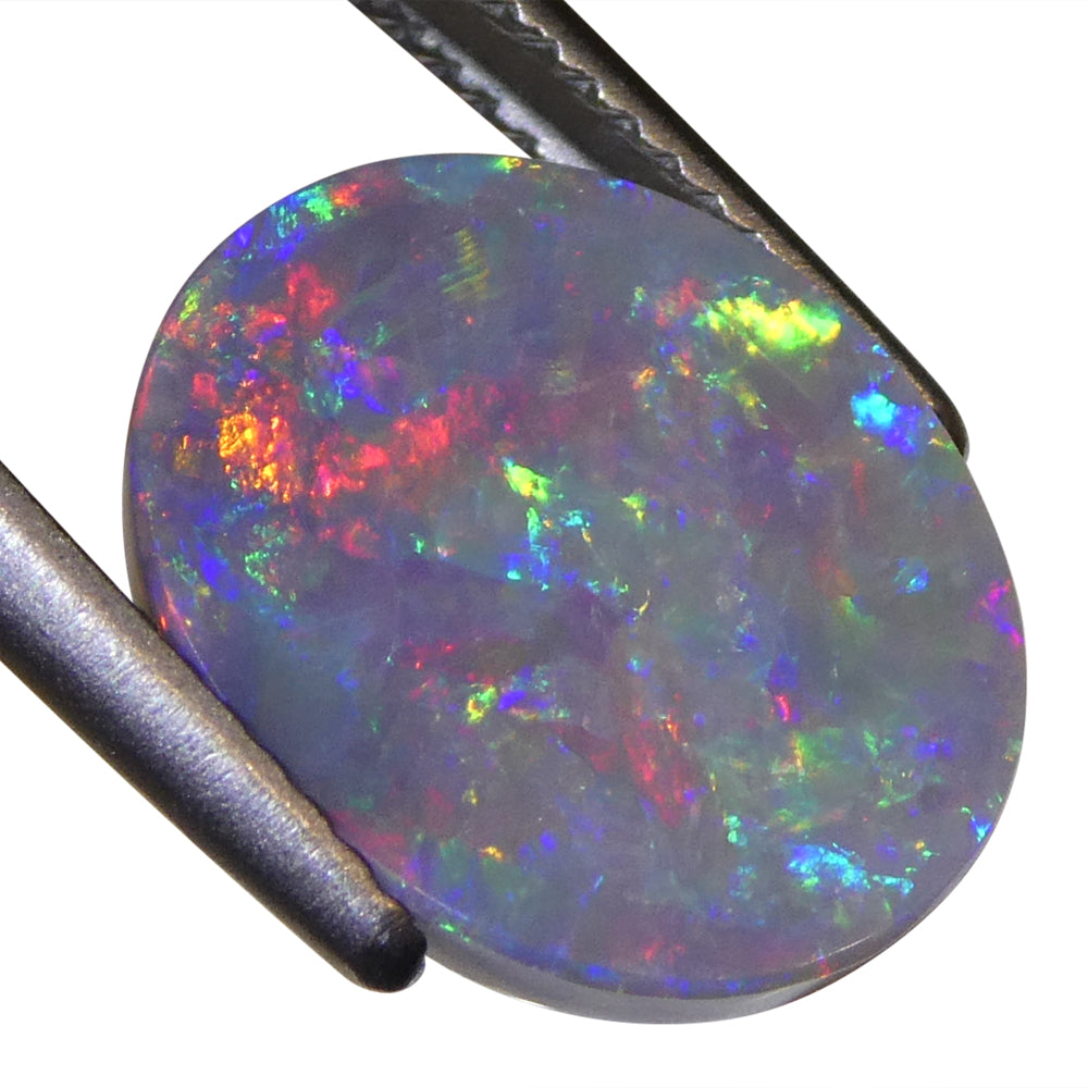 2.8ct Grey Australian Opal Cabochon with Play of Colour from SkyJems Rare Gemstones Collection