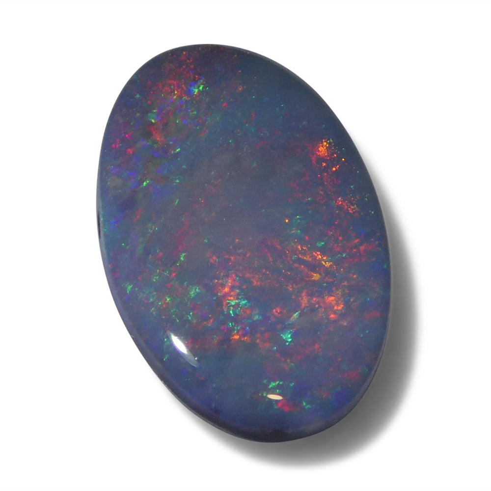 Opal 1.66 cts 11.95 x 7.64 x 2.88 mm Oval Cabochon Grey with Play of Colour  $420