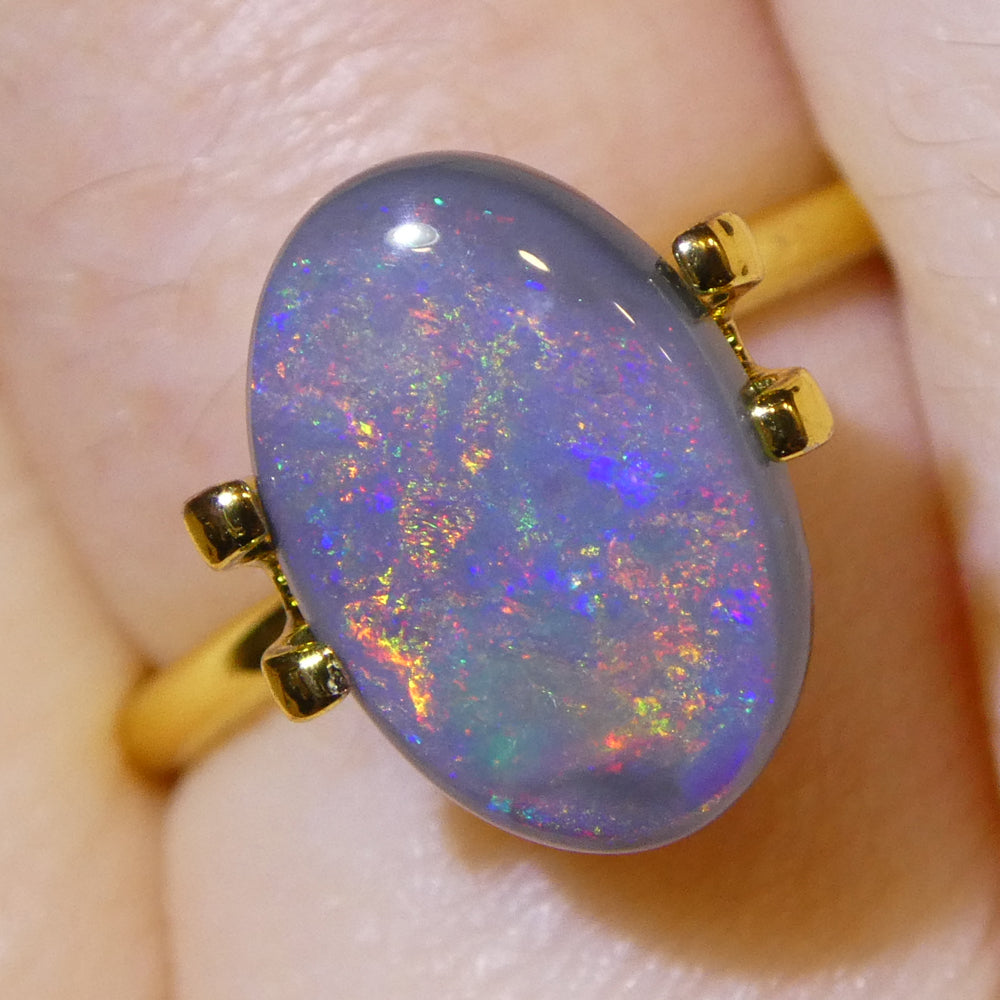 2.21ct Grey Australian Opal Cabochon with Play of Colour by SkyJems, premium oval gemstone from classic Canadian gem collecti