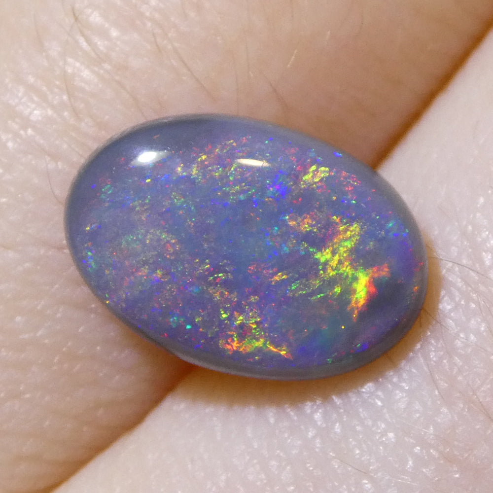 2.21ct Grey Australian Opal Cabochon with Play of Colour by SkyJems, premium oval gemstone from classic Canadian gem collecti