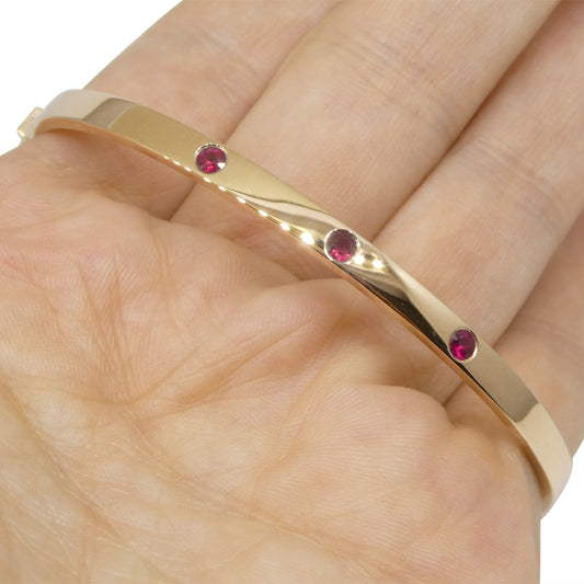 0.25ct Round Ruby Bangle Bracelet set in 18k Rose/Pink Gold, Burma Unheated