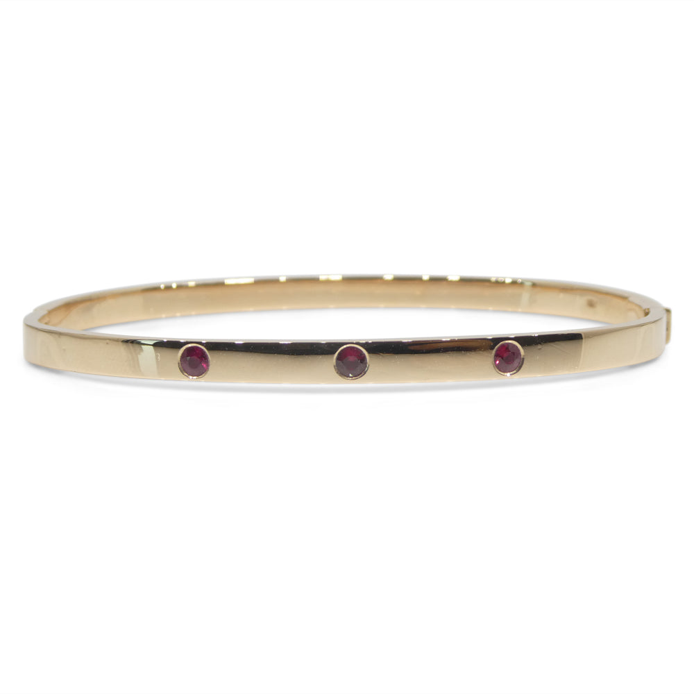 0.25ct Round Ruby Bangle Bracelet set in 18k Rose/Pink Gold, Burma Unheated