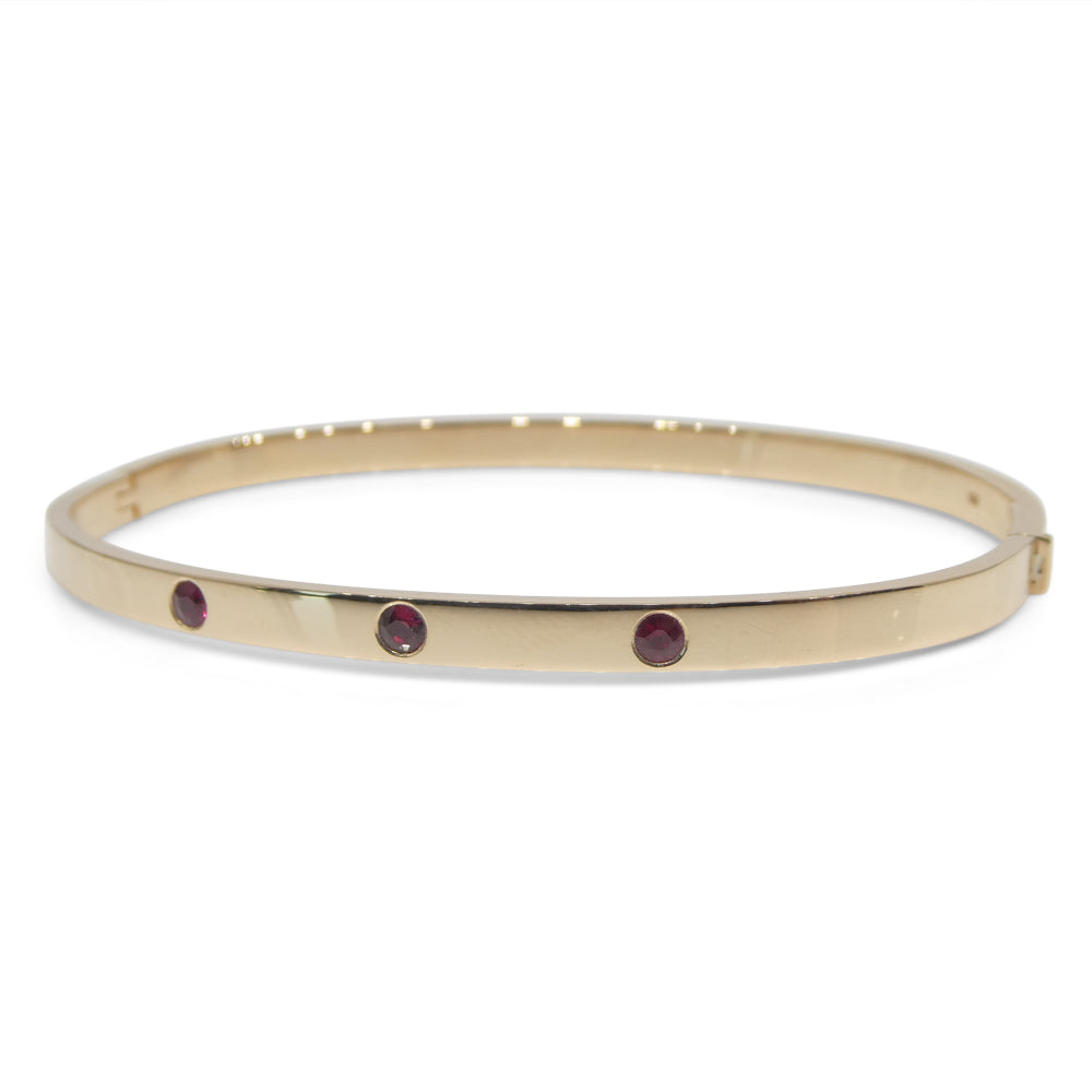 0.25ct Round Ruby Bangle Bracelet set in 18k Rose/Pink Gold, Burma Unheated