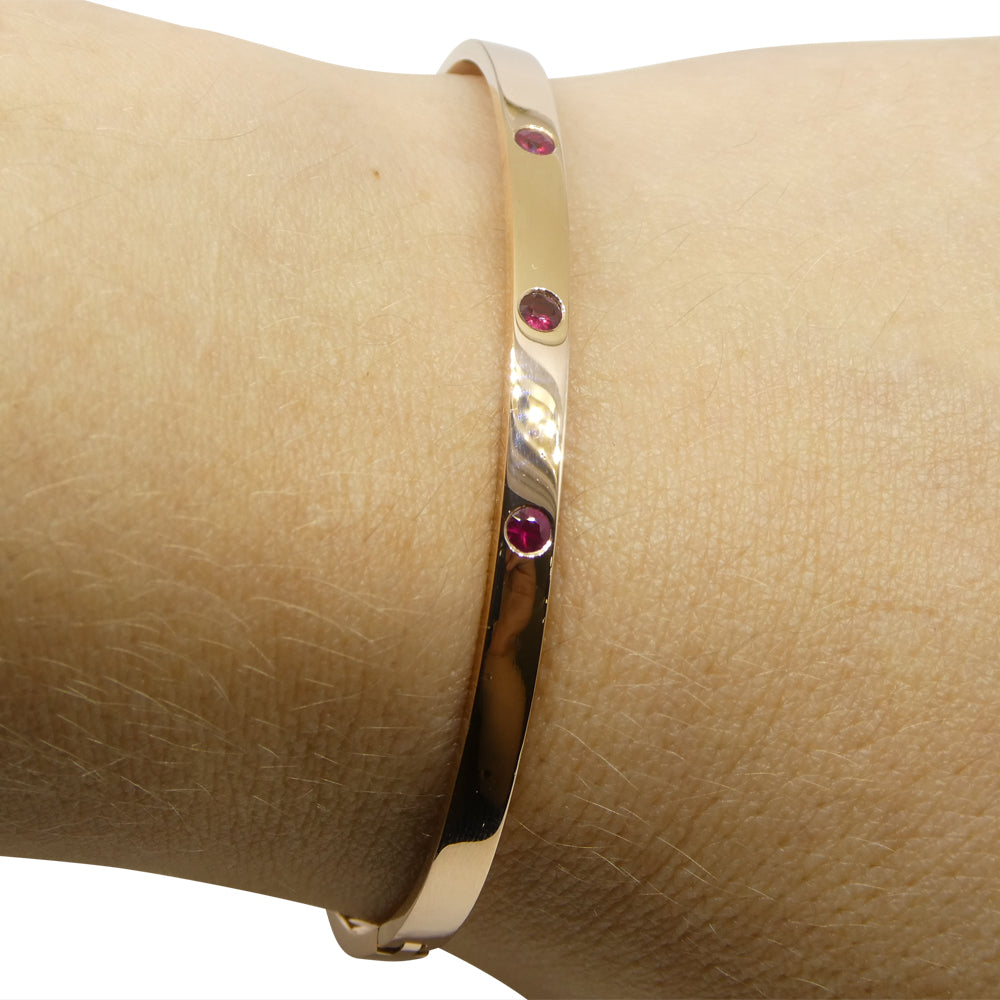 0.25ct Round Ruby Bangle Bracelet set in 18k Rose/Pink Gold, Burma Unheated