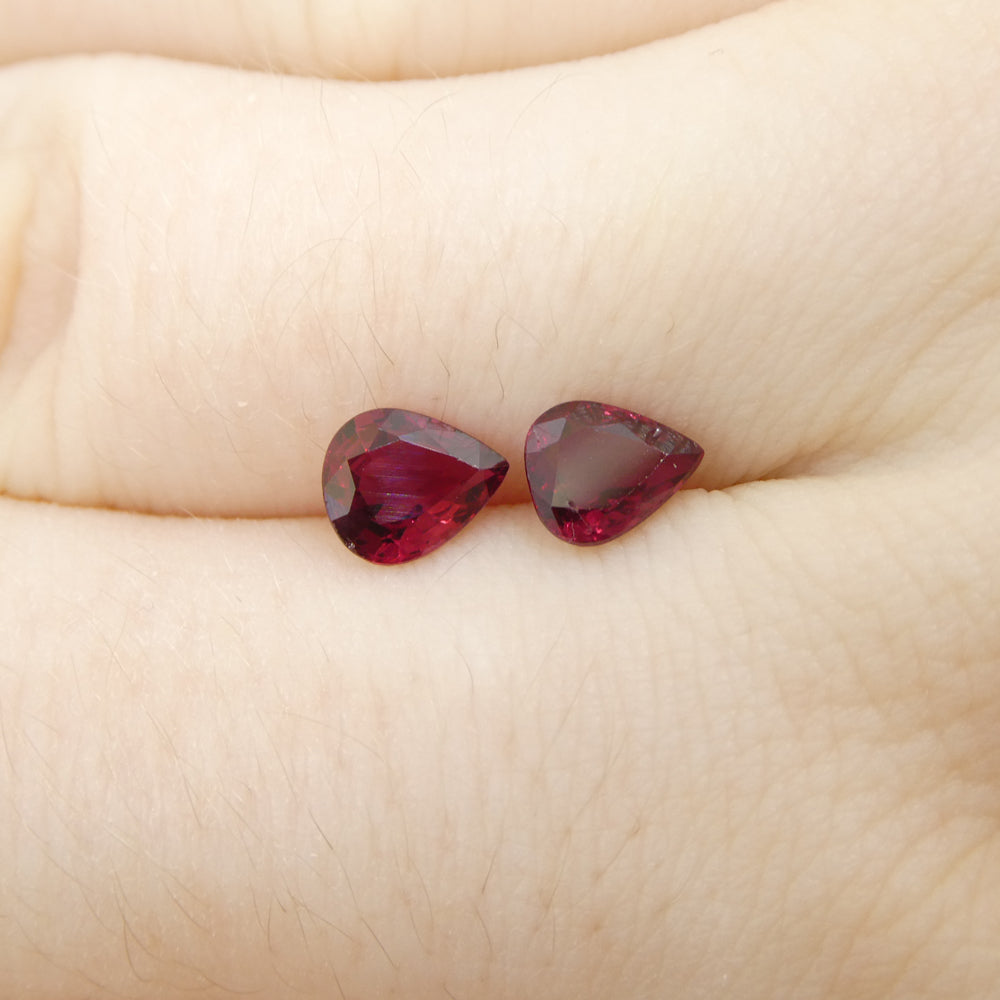 1.33ct Pear Red Ruby from Thailand Pair - Skyjems Wholesale Gemstones