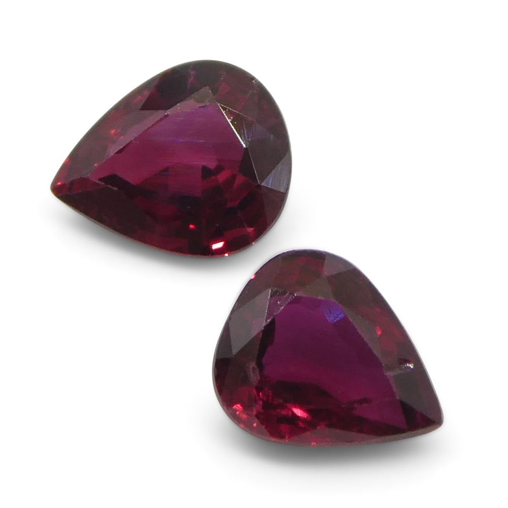 1.33ct Pear Red Ruby from Thailand Pair - Skyjems Wholesale Gemstones