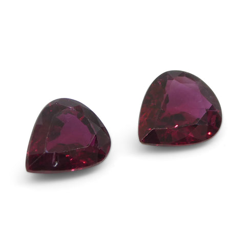 1.33ct Pear Red Ruby from Thailand Pair
