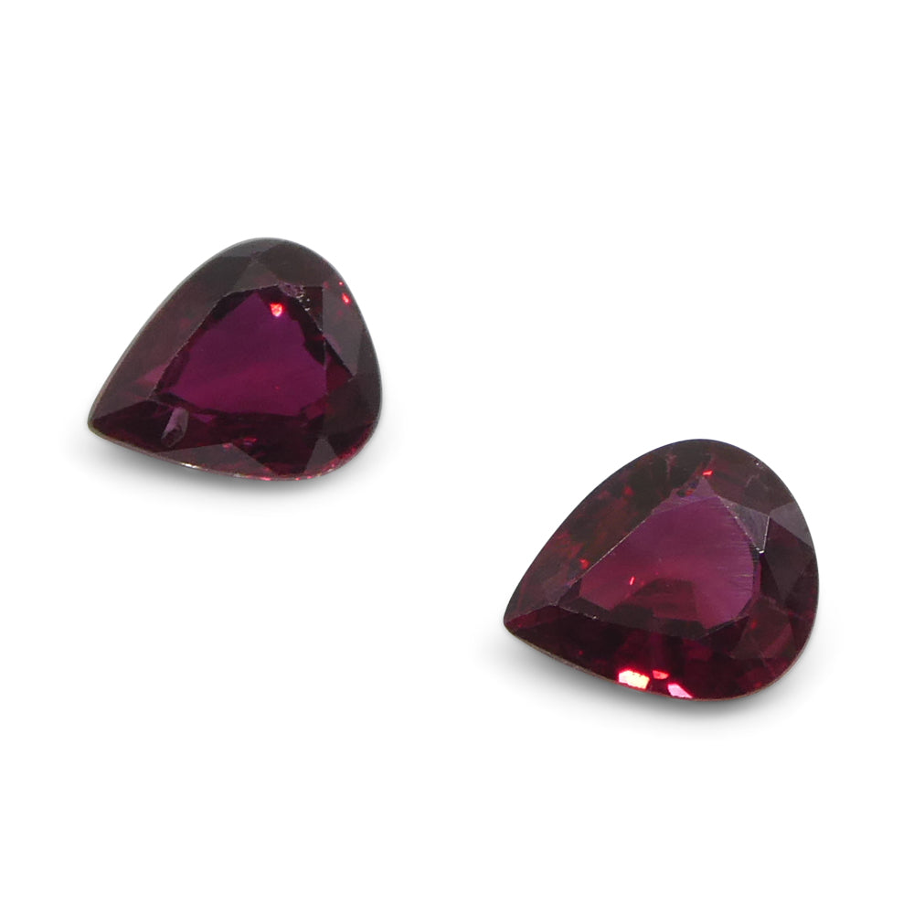 1.33ct Pear Red Ruby from Thailand Pair - Skyjems Wholesale Gemstones