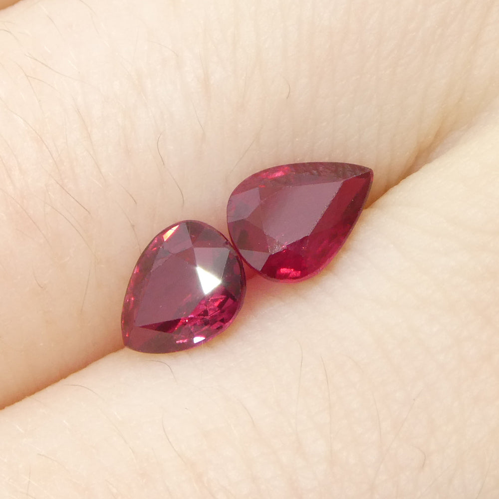 1.47ct Pear Red Ruby from Thailand Pair - Skyjems Wholesale Gemstones