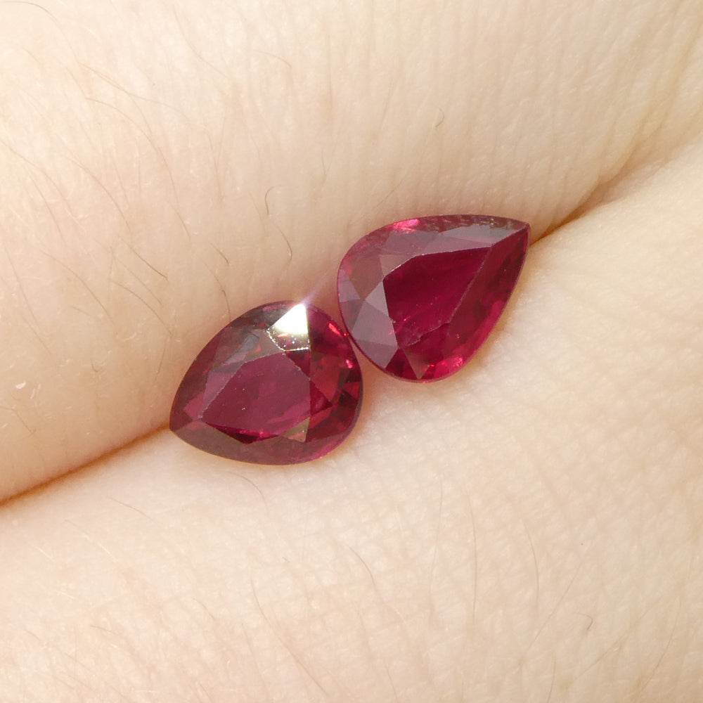 1.47ct Pear Red Ruby from Thailand Pair - Skyjems Wholesale Gemstones