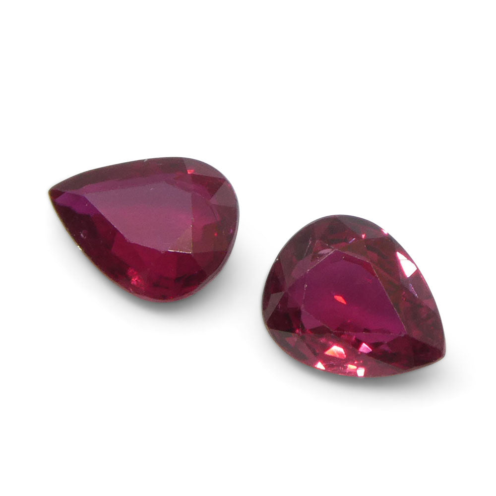 1.47ct Pear Red Ruby from Thailand Pair - Skyjems Wholesale Gemstones