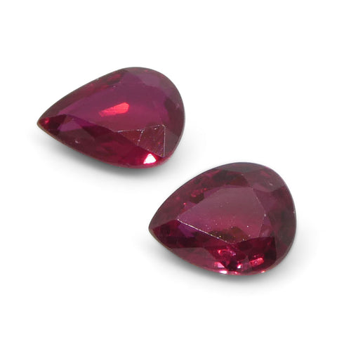 1.47ct Pear Red Ruby from Thailand Pair