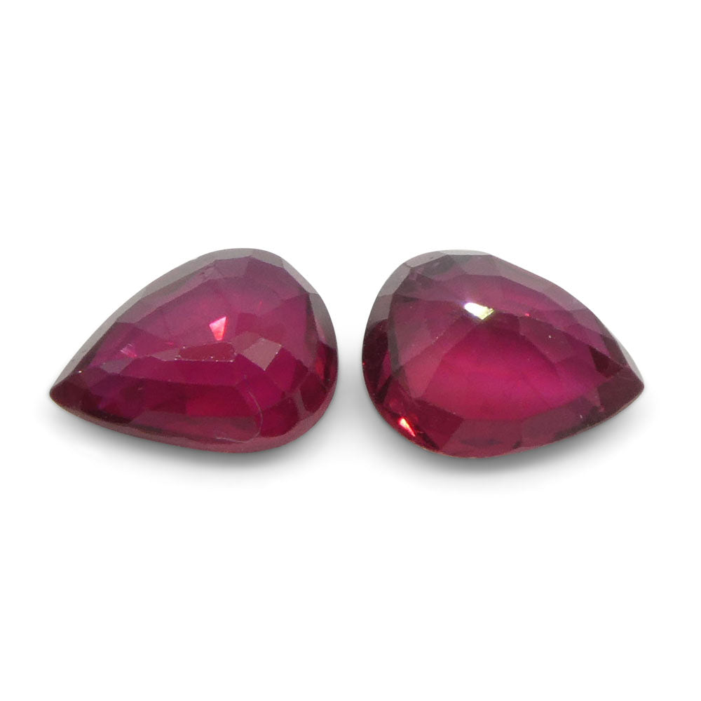 1.47ct Pear Red Ruby from Thailand Pair - Skyjems Wholesale Gemstones