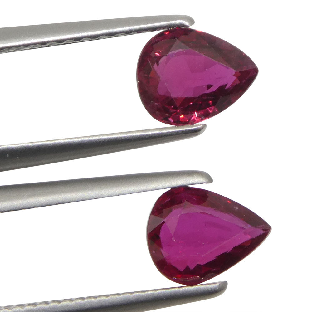 1.47ct Pear Red Ruby from Thailand Pair - Skyjems Wholesale Gemstones