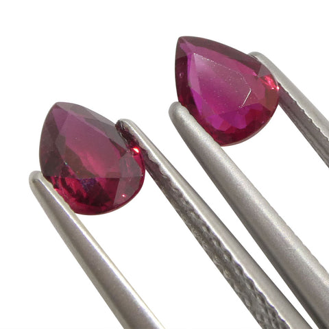 1.47ct Pear Red Ruby from Thailand Pair