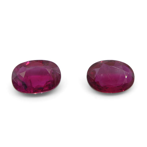 1.82ct Oval Red Ruby from Thailand Pair