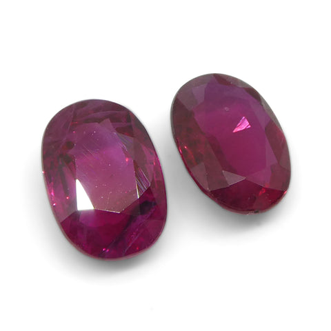 1.82ct Oval Red Ruby from Thailand Pair