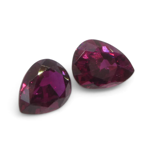 1.41ct Pear Red Ruby from Thailand Pair
