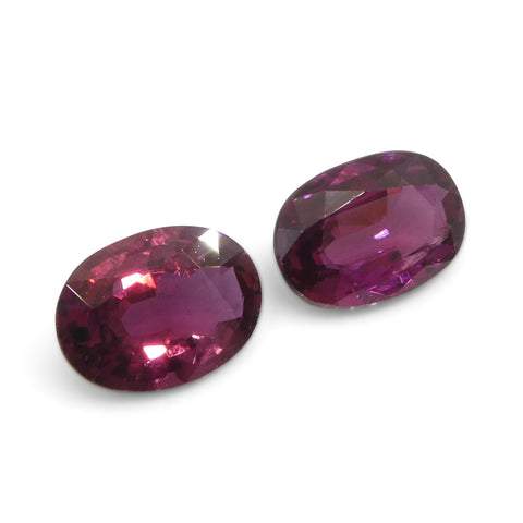 1.81ct Oval Red Ruby from Thailand Pair