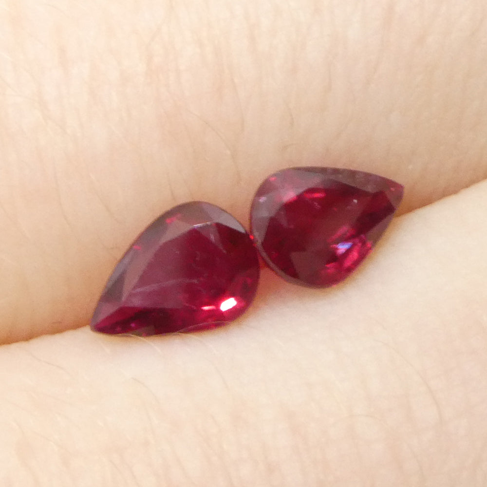 1.34ct Pear Red Ruby from Thailand Pair - Skyjems Wholesale Gemstones