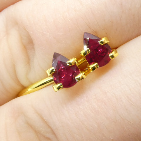 1.34ct Pear Red Ruby from Thailand Pair