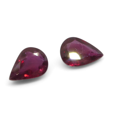 1.34ct Pear Red Ruby from Thailand Pair
