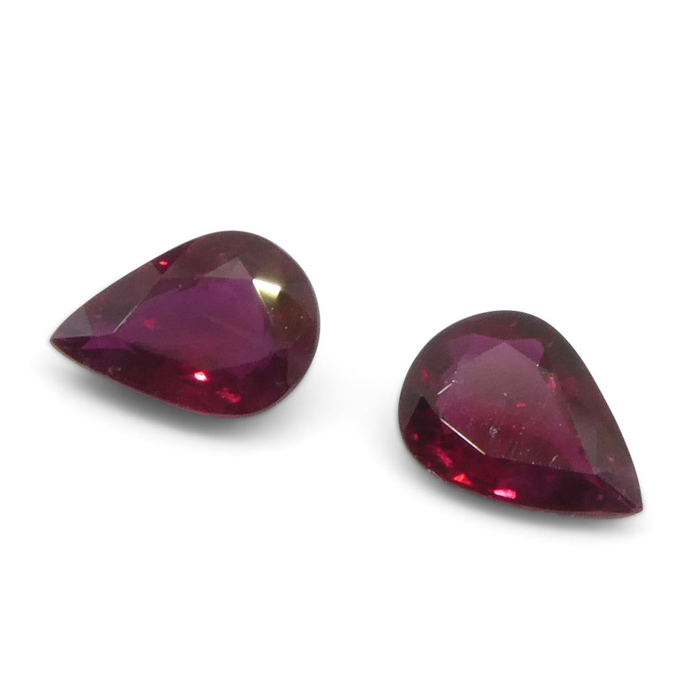 1.34ct Pear Red Ruby from Thailand Pair - Skyjems Wholesale Gemstones