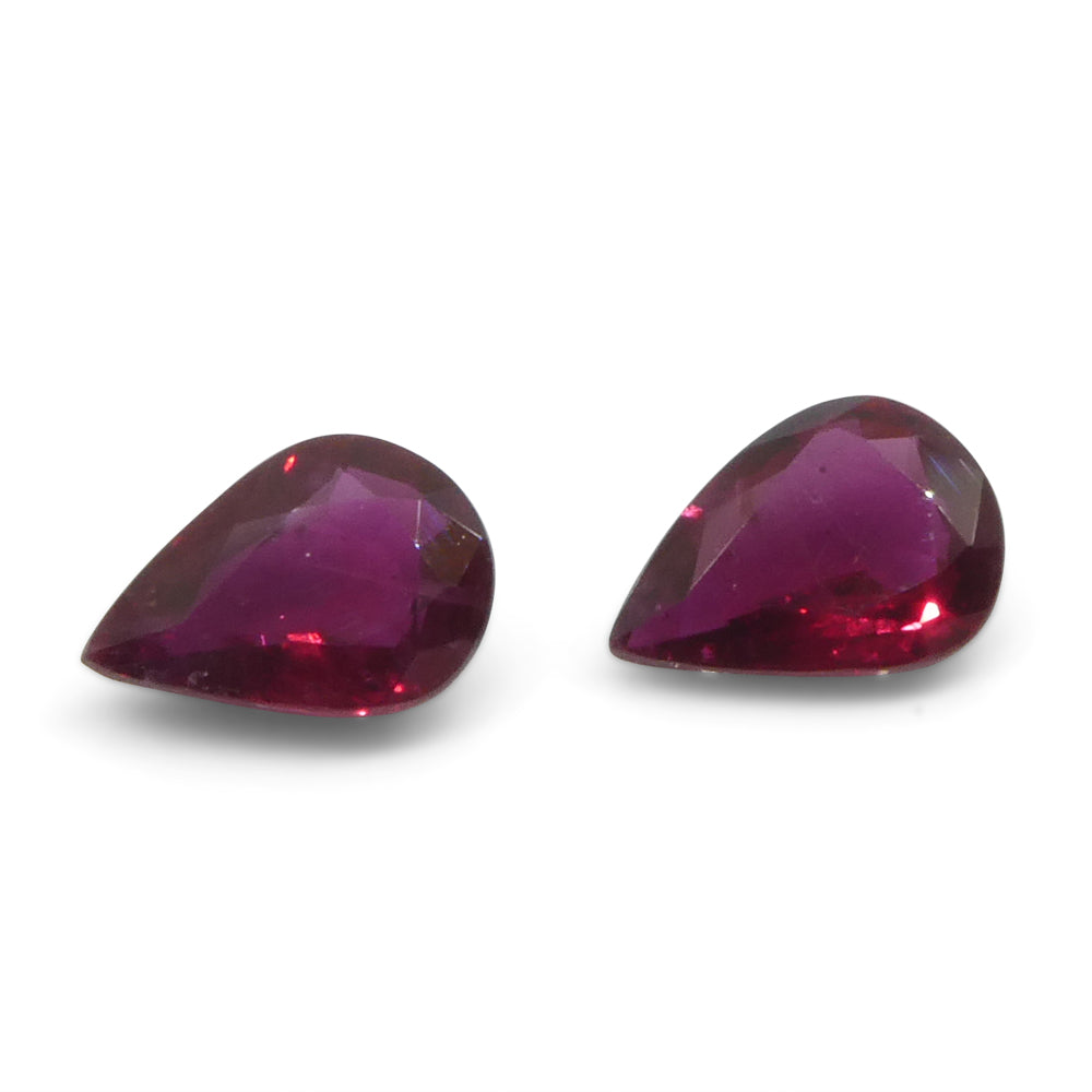 1.34ct Pear Red Ruby from Thailand Pair - Skyjems Wholesale Gemstones