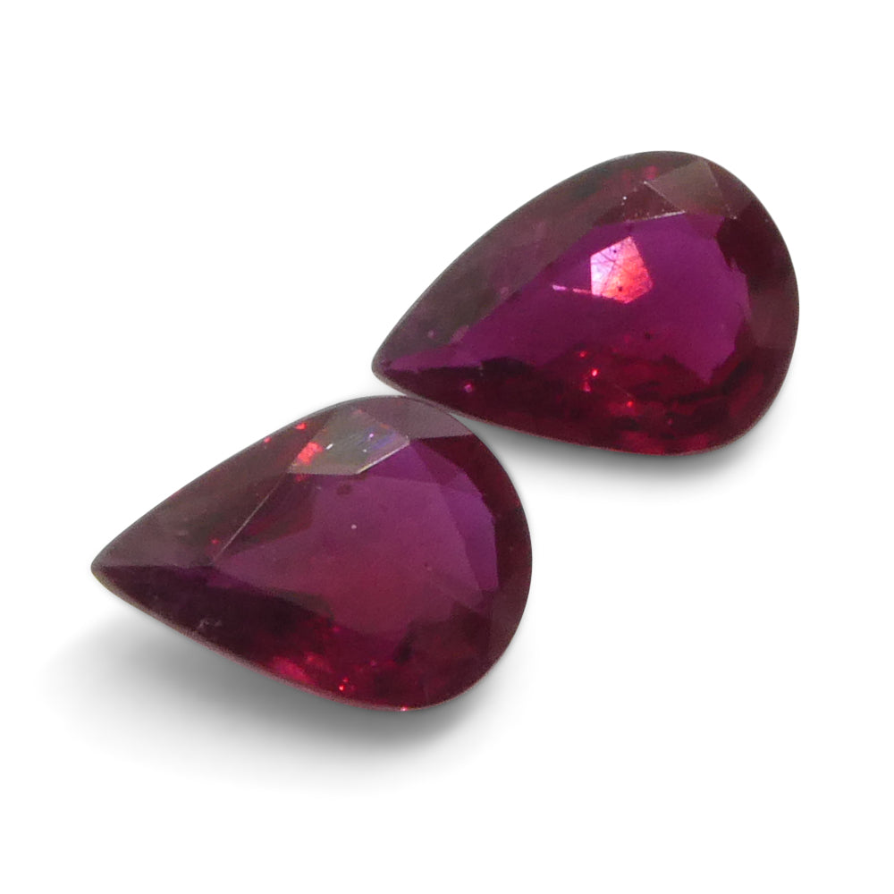 1.34ct Pear Red Ruby from Thailand Pair - Skyjems Wholesale Gemstones