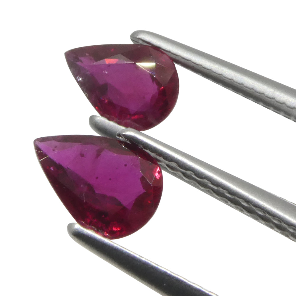 1.34ct Pear Red Ruby from Thailand Pair - Skyjems Wholesale Gemstones