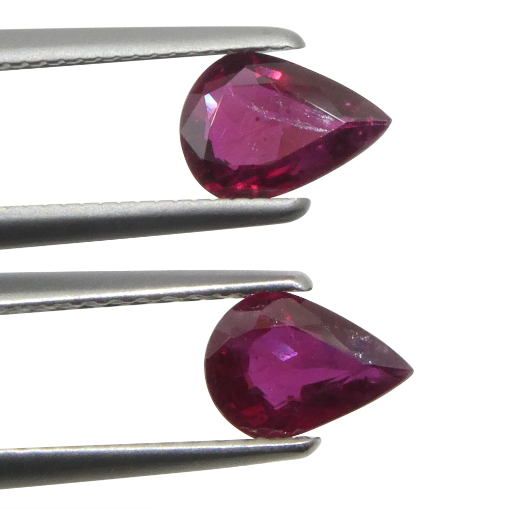 1.34ct Pear Red Ruby from Thailand Pair - Skyjems Wholesale Gemstones