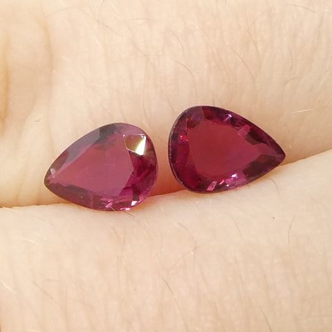 1.58ct Pear Red Ruby from Thailand Pair