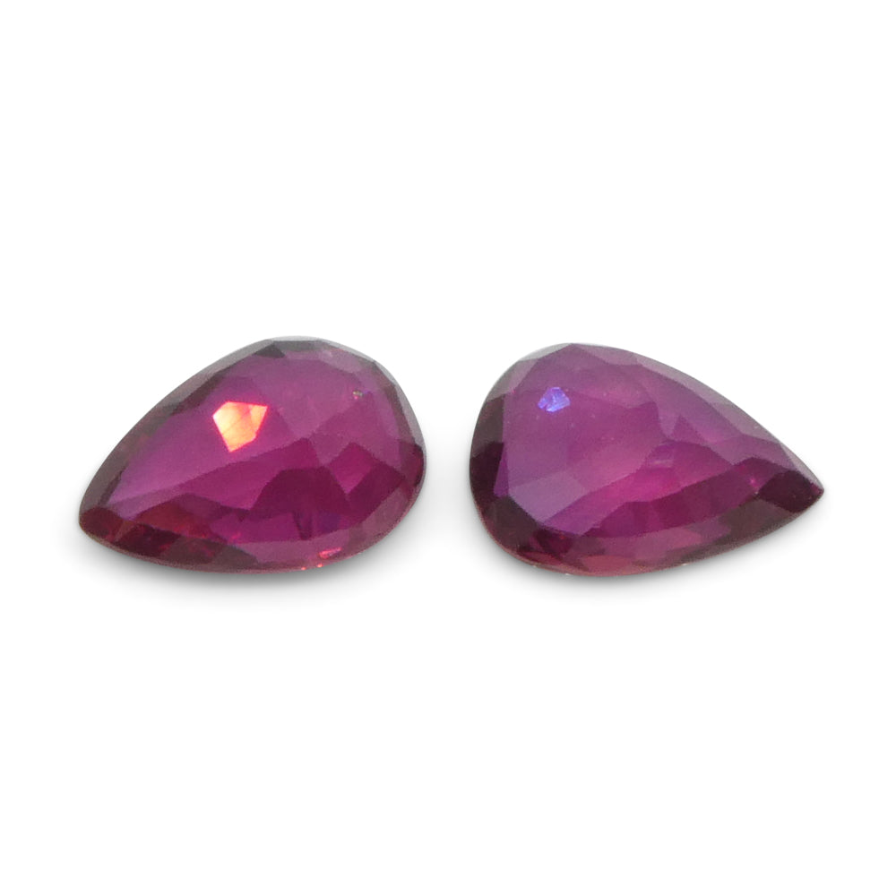 1.58ct Pear Red Ruby from Thailand Pair - Skyjems Wholesale Gemstones