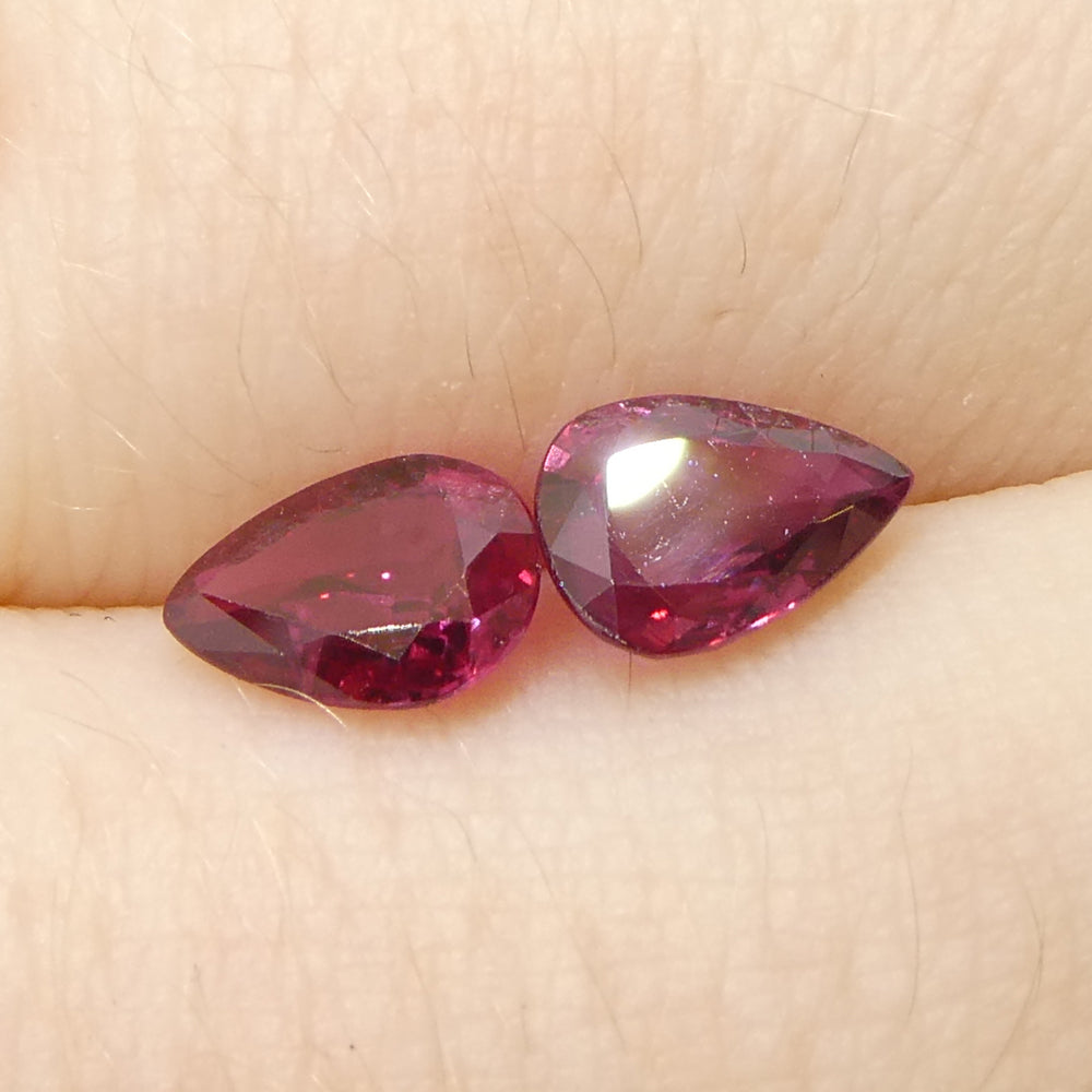 1.58ct Pear Red Ruby from Thailand Pair - Skyjems Wholesale Gemstones