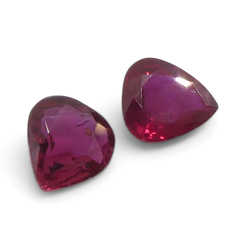 1.33ct Pear Red Ruby from Thailand Pair - Skyjems Wholesale Gemstones