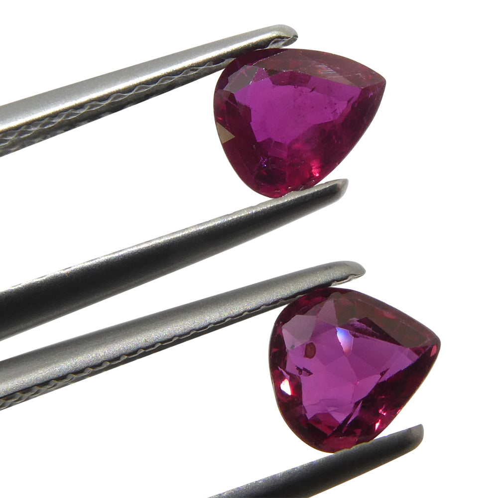 1.33ct Pear Red Ruby from Thailand Pair - Skyjems Wholesale Gemstones