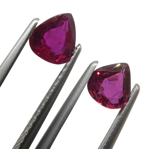1.33ct Pear Red Ruby from Thailand Pair
