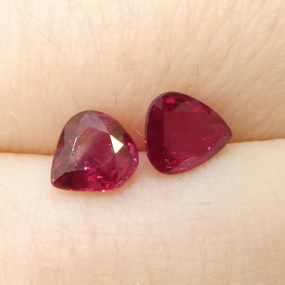 1.33ct Pear Red Ruby from Thailand Pair - Skyjems Wholesale Gemstones