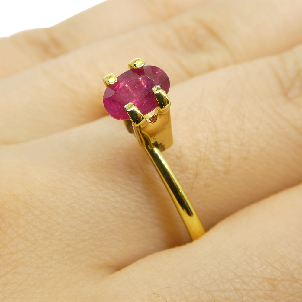 0.85ct Oval Red Ruby from Mozambique, premium heated single stone by SkyJems, classic Step Cut corundum gem