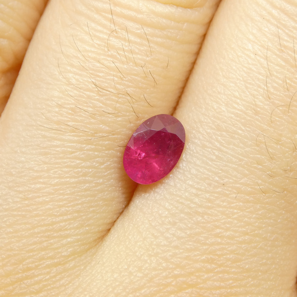 0.85ct Oval Red Ruby from Mozambique, premium heated single stone by SkyJems, classic Step Cut corundum gem